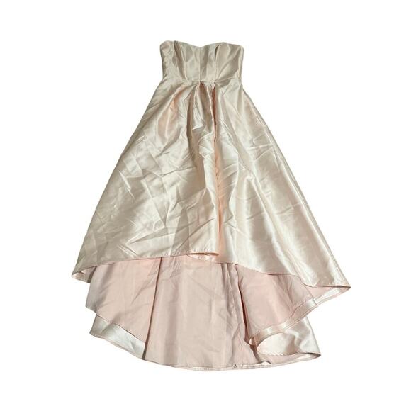 Alfred Sung NWT Pink Blush Formal Strapless Gown Dress Hi Low Pleated Satin - Picture 3 of 13